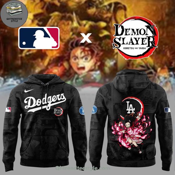 Los Angeles Dodgers MLB x Demon Slayer Kamado Nezuko Black Hoodie