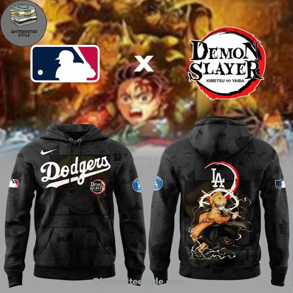 Los Angeles Dodgers MLB x Demon Slayer Zenitsu Agatsuma Black Hoodie