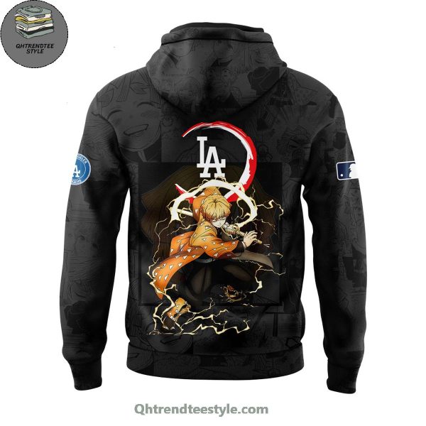 Los Angeles Dodgers MLB x Demon Slayer Zenitsu Agatsuma Black Hoodie