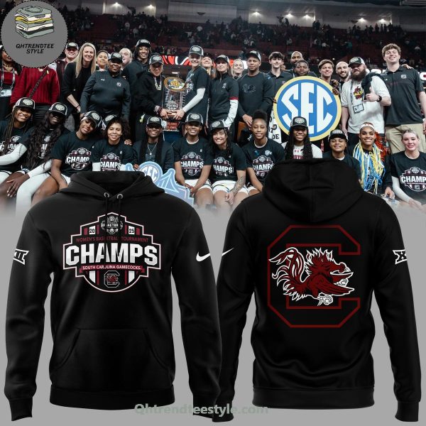 South Carolina Gamecocks 2025 SEC Women’s Basketball Champs Hoodie – Black